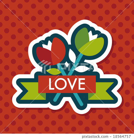Valentine's Day flower flat icon with long shadow,eps10 18564757
