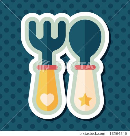 dishware and cutlery flat icon with long shadow,eps10 18564846