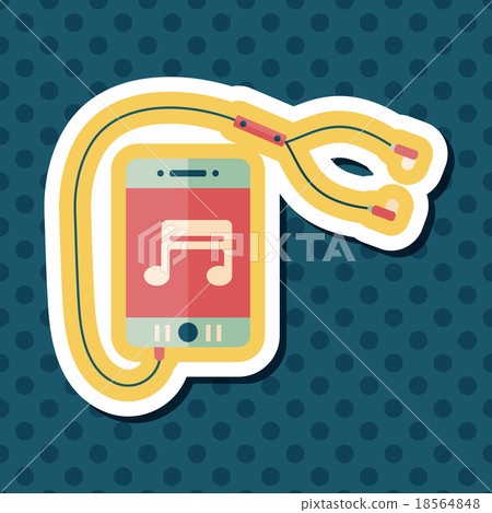smartphone and headset flat icon with long shadow,eps10 18564848