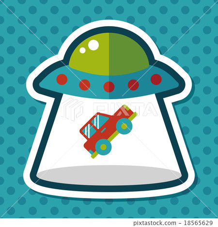 Space UFO flat icon with long shadow, eps10 18565629