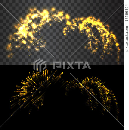 Golden firework exploed on black sky 18566594
