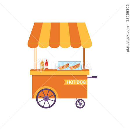 Flat Icon Cart of Hot Dog Isolated on White 18566596