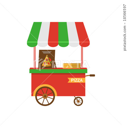 Cart of Pizza Isolated 18566597