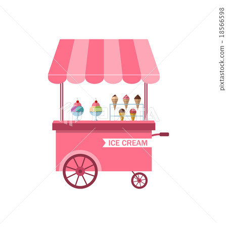 Icon of Stand of Ice Creams, Sweet Cart Isolated Icon of Stand of Ice Creams, Sweet Cart Isolated 18566598
