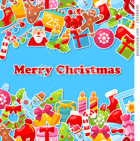 Merry Christmas Celebration Card with Traditional 18566640