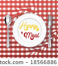 happy plate with red checkered tablecl 18566886