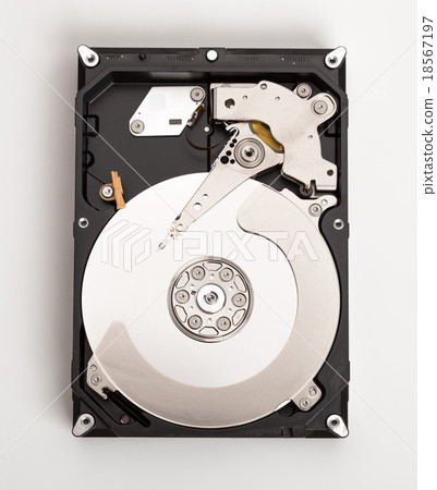 Open harddisk on desk. Open harddisk on desk. 18567197