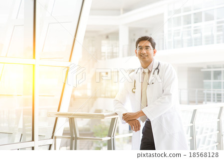 Asian Indian medical doctor outside hospital Asian Indian medical doctor outside hospital 18568128