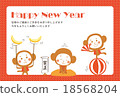 Annual illustration New Year's card material 18568204