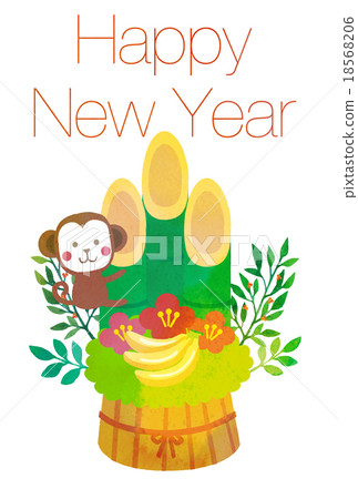 年度插圖新年卡材料 18568206