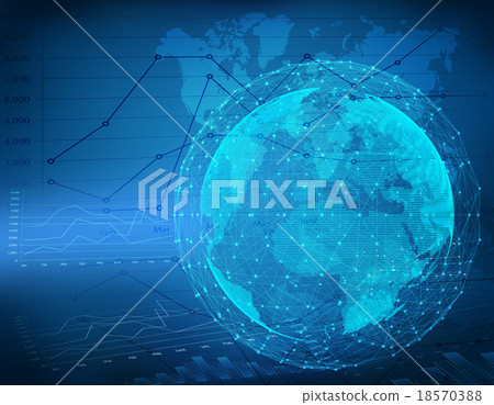 Globe network connection on finance chart abstract 18570388