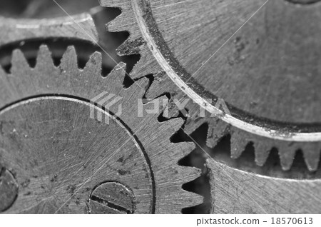 Metal Cogwheels in Oldest Clockwork, Macro. Metal Cogwheels in Oldest Clockwork, Macro. 18570613