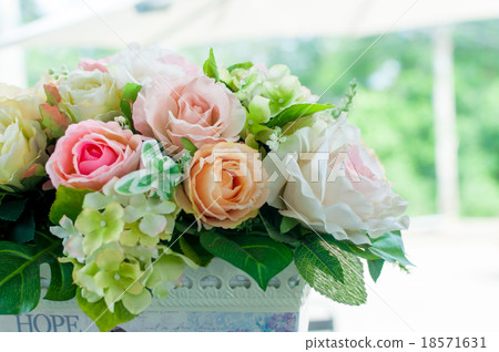 Fabric roses in a bouquet 18571631