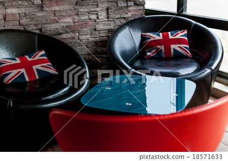 Black chairs with Union Jack pillows Black chairs with Union Jack pillows 18571633
