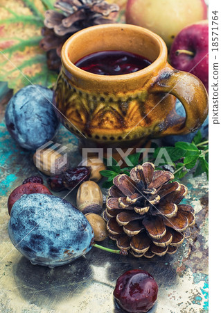Still life with tea and fruit 18571764