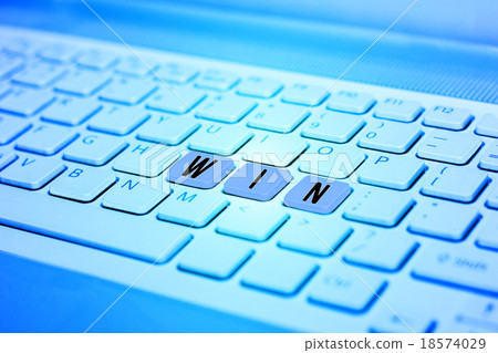 Keyboard with blue win button, business concept Keyboard with blue win button, business concept 18574029