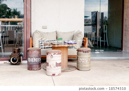 Outdoor diner table at a small restaurant 18574310
