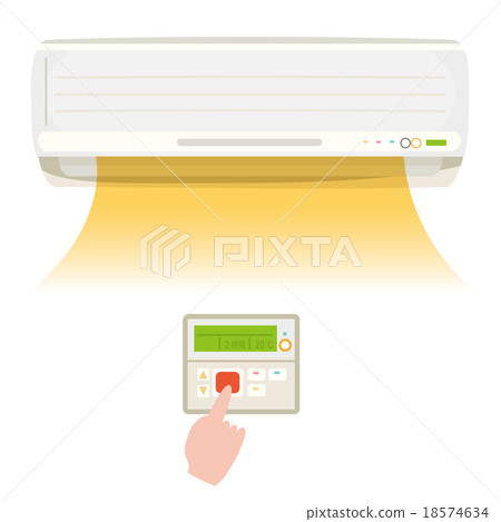 Air conditioner and hands to operate _ Warm wind Air conditioner and hands to operate _ Warm wind 18574634