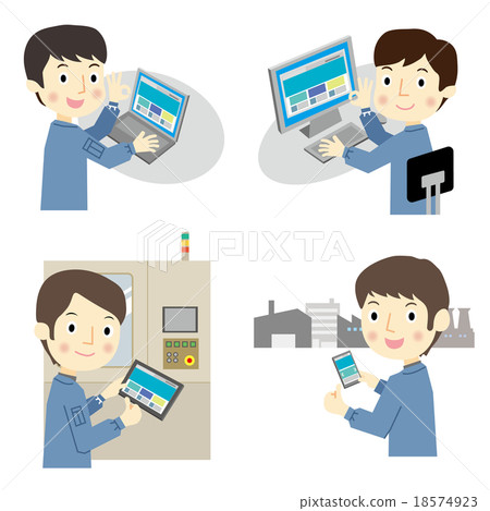 Men who work on electronic equipment 18574923