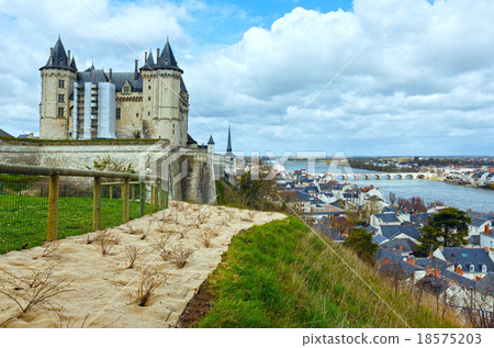 Saumur castle on Loire river (France) spring view. 18575203