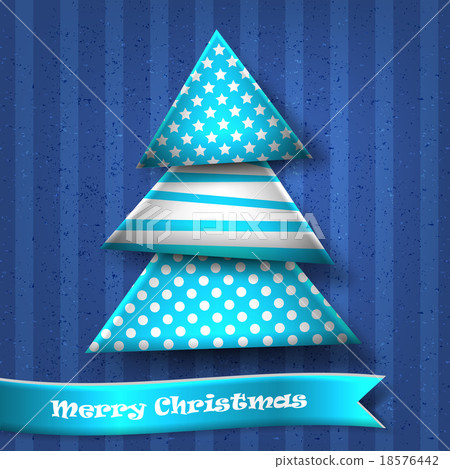 Christmas Tree with Ornaments on Blue Background 18576442