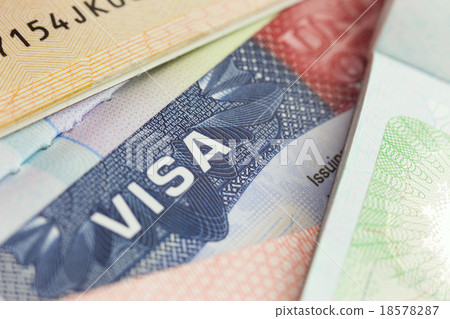 USA visa in a passport - selective focus  18578287
