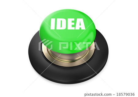 Idea concept on green push button Idea concept on green push button 18579036
