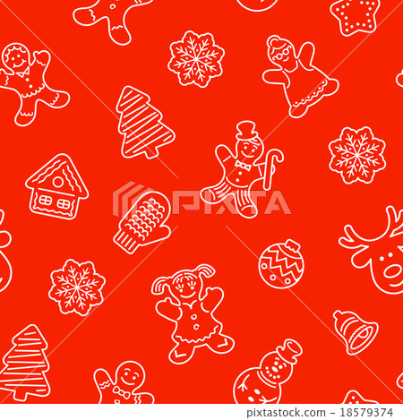 Christmas cookies flat line icons seamless pattern 18579374