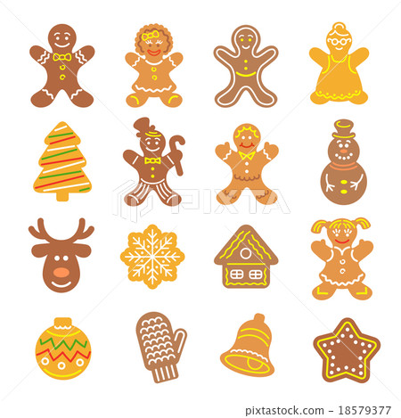 Christmas cookies flat icons set 18579377