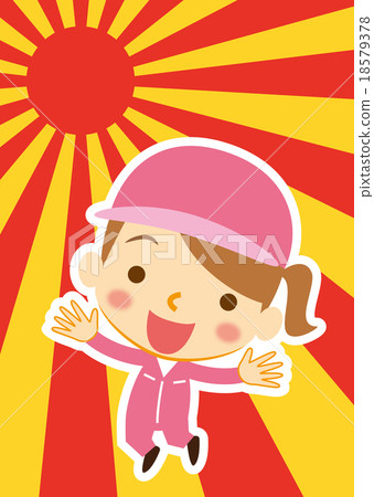 一位為新年感到高興的女維修人員 18579378