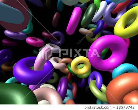 Flying rings generated 3D background Flying rings generated 3D background 18579742