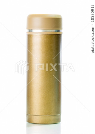 Gold metal thermos isolated on white background 18580912