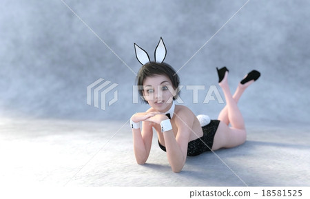 Cute bunny girl perming3DCG illustrations material Cute bunny girl perming3DCG illustrations material 18581525