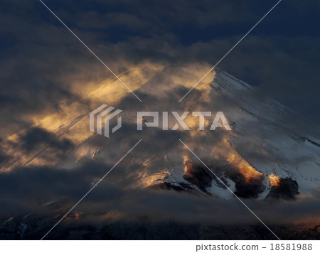 Fuji in the clouds 18581988