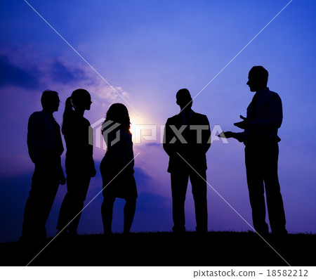 Business People Meeting Outdoors Silhouette Concept Business People Meeting Outdoors Silhouette Concept 18582212