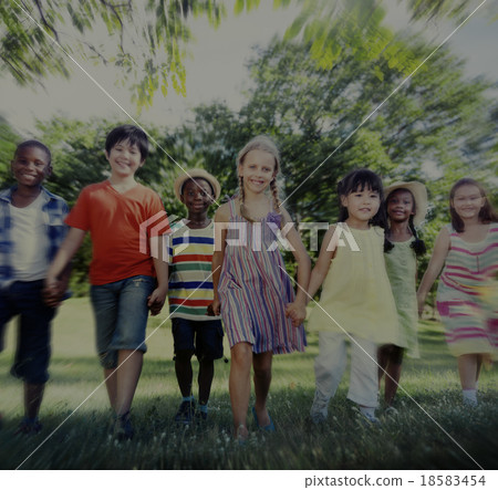 Diverse Children Friendship Playing Outdoors Concept 18583454