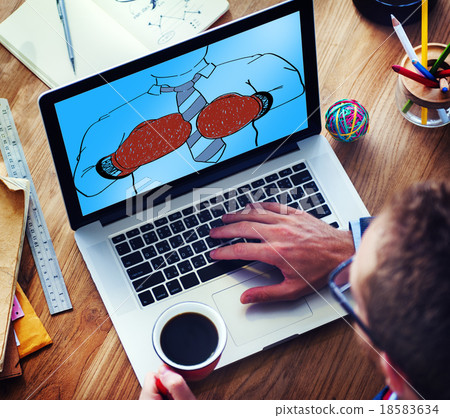 Businessman Boxing Conpetition Fighting Sport Agressive Concept 18583634