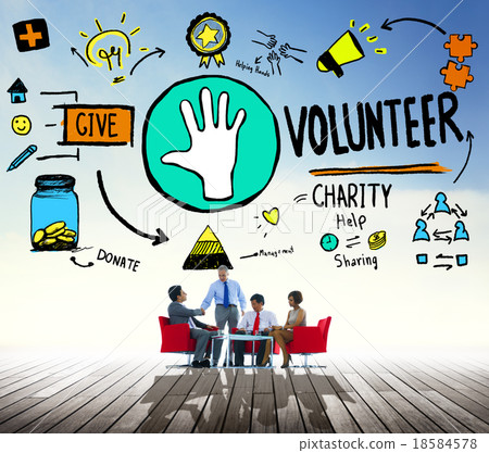 Volunteer Charity Help Sharing Giving Donate Assisting Concept 18584578