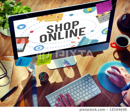 Shop Online E-commerce Marketing Business Concept Shop Online E-commerce Marketing Business Concept 18584696