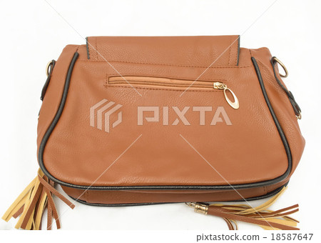 brown leather bag on white background 18587647