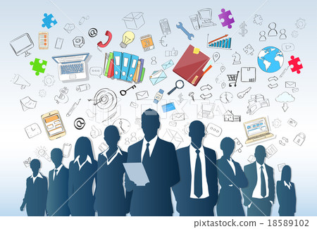 Business People Group Silhouette Doodle Hand Draw Business People Group Silhouette Doodle Hand Draw 18589102