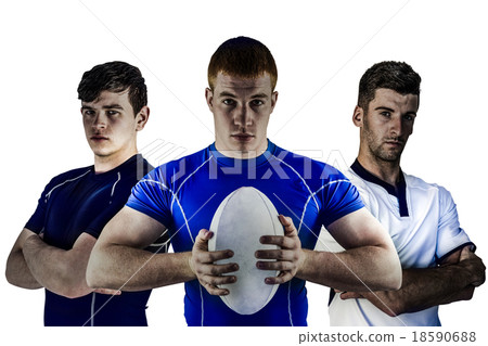 Group of Tough rugby players 18590688
