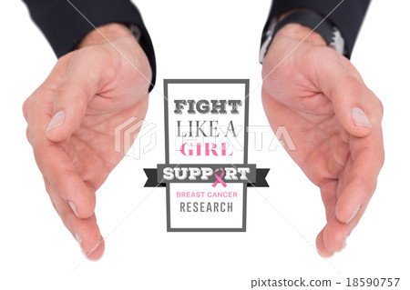 Composite image of close up of businessman with hands spread on Composite image of close up of businessman with hands spread on 18590757
