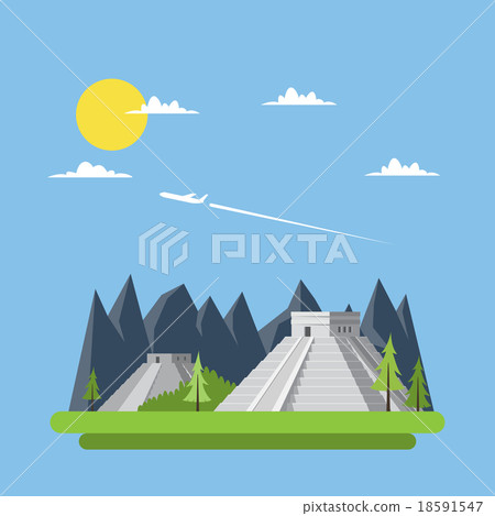 Flat design of Chichen Itza Mexico 18591547
