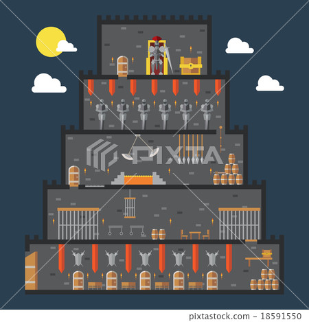 Flat design of castle dungeon internal 18591550