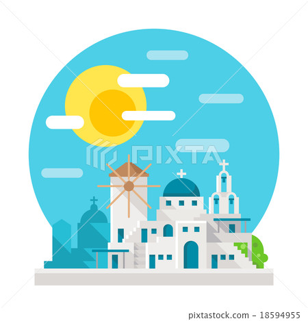 Santorini flat design landmark 18594955