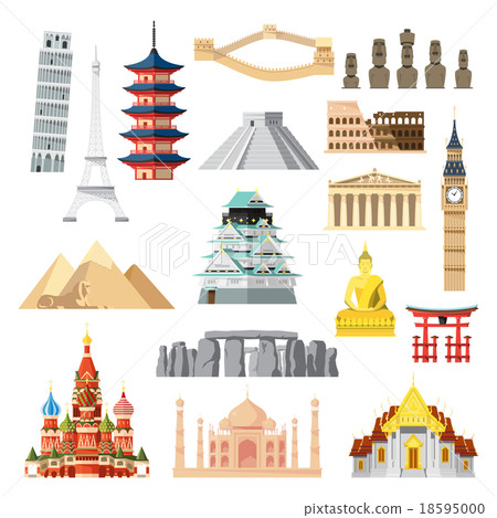 Landmarks set in flat design 18595000