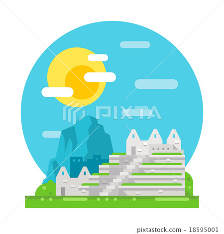 Machu Pichu flat design landmark 18595001