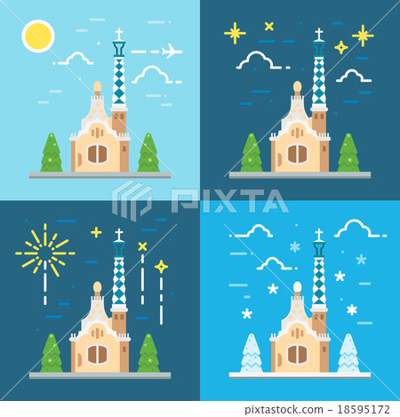 Park Guell Barcelona flat design Park Guell Barcelona flat design 18595172