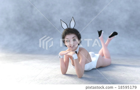 可愛的兔女郎perming3DCG插圖素材 可愛的兔女郎perming3DCG插圖素材 18595179